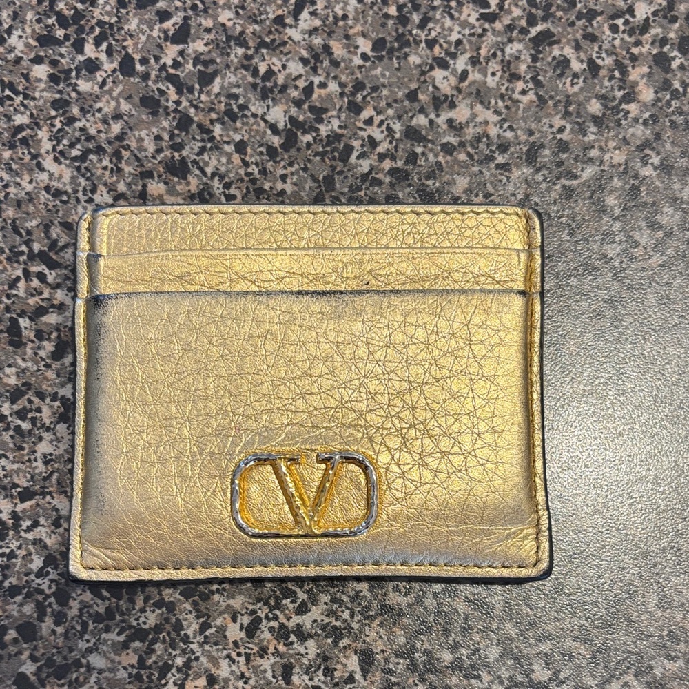 Valentino Metallic Gold Card Holder